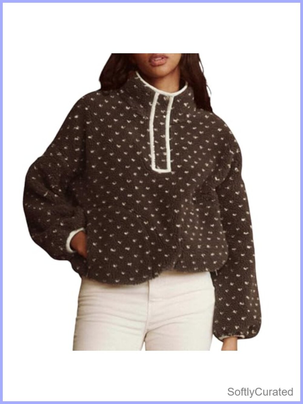 Fleece Pullover Sherpa High Neck Fuzzy Sweatshirt